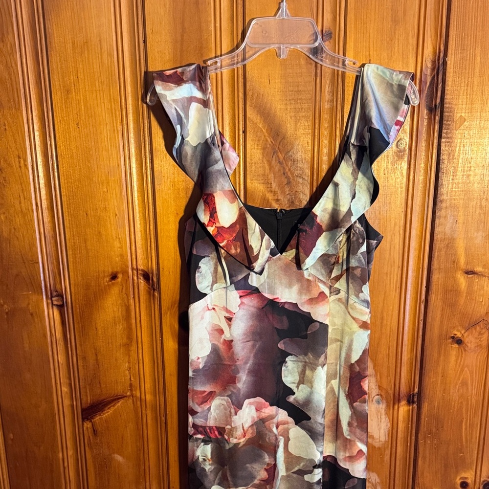 Express Floral Midi Dress - Black and Cream